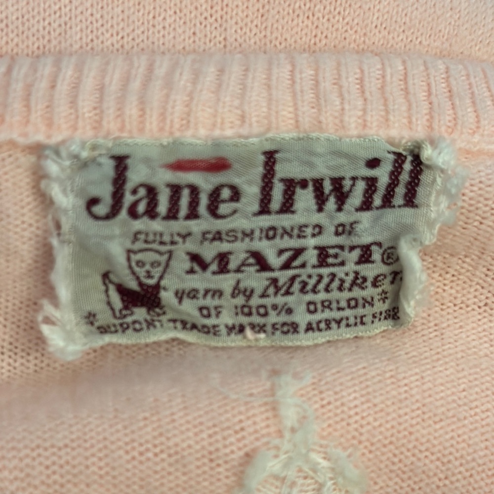 Jane Irwill Vintage Floral Pink Beaded Swarovski Faux Pearl Button Soft Cardigan - Picture 4 of 17
